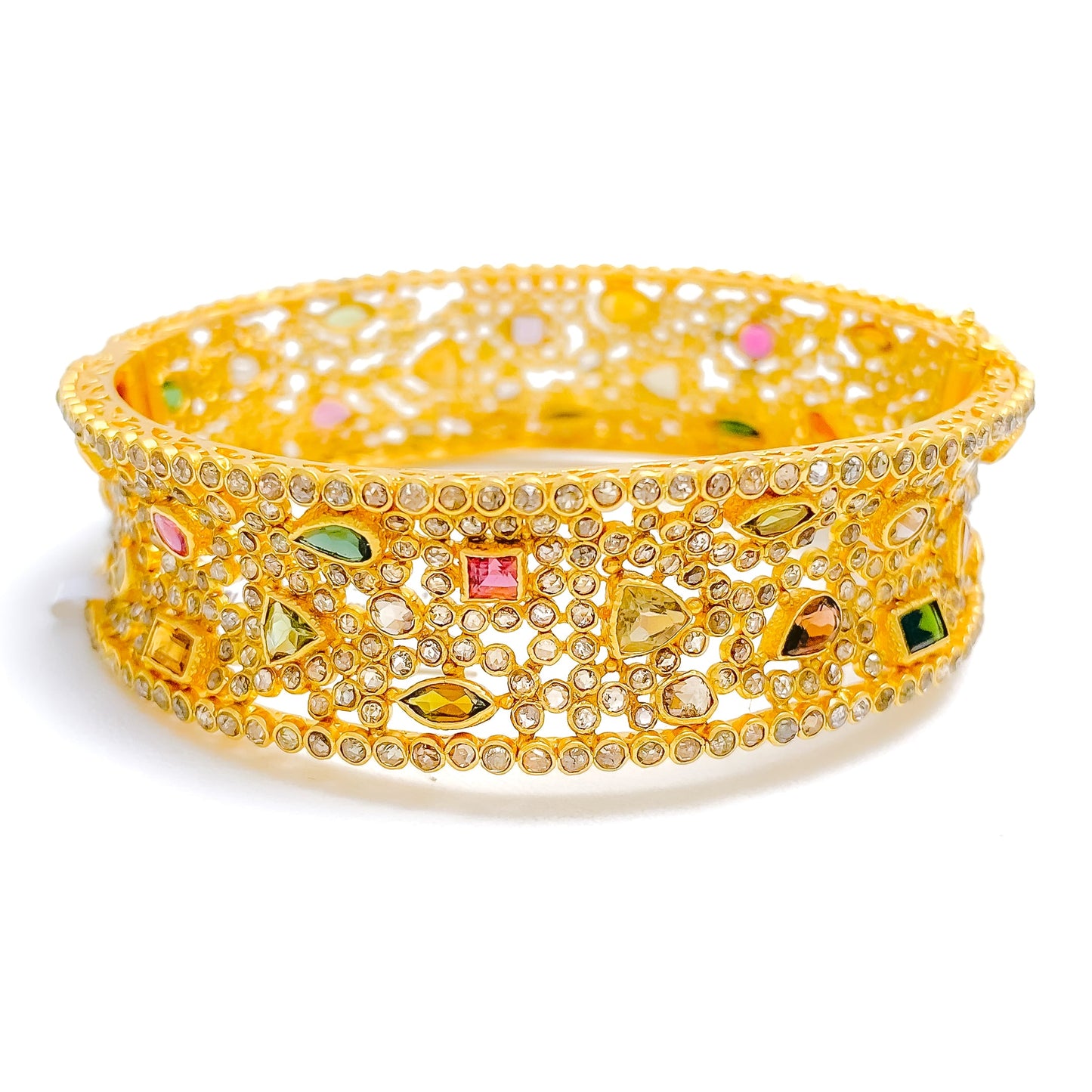 Tourmaline Polki 22k Gold Bangle