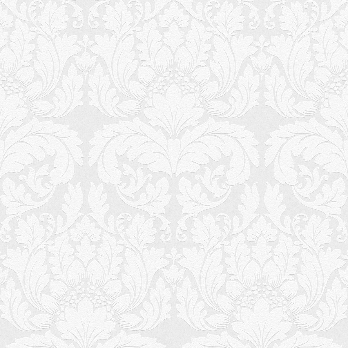 Jan White Damask Paintable Wallpaper by Brewster Home Fashions