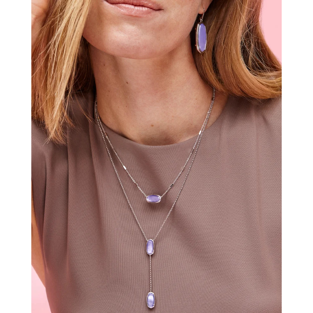 Kendra Scott Framed Elisa Rhodium Y Necklace in Lavender Opalite Illusion