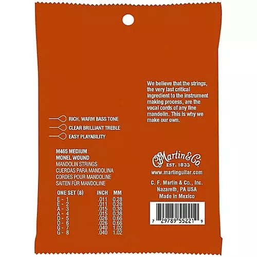 Martin M465 Mandolin Strings - Medium (Monel)