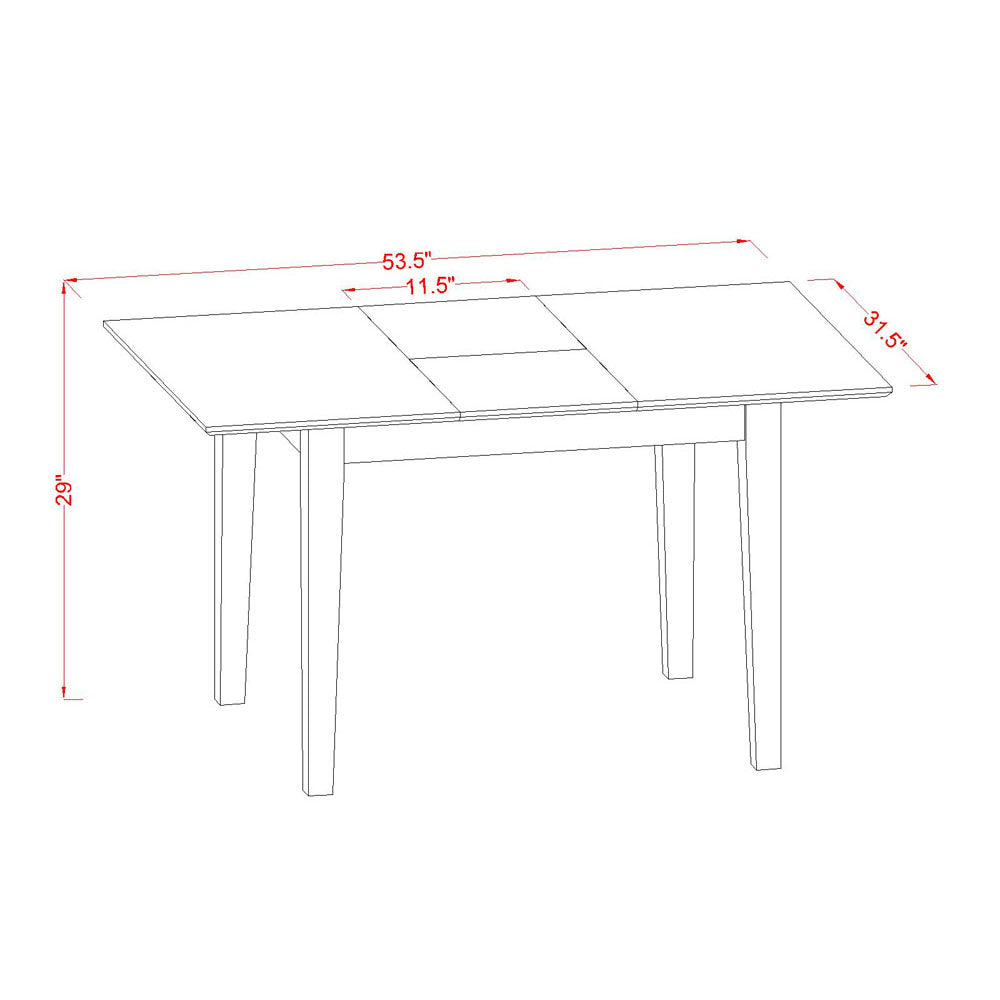 East West Furniture NFDL5-MAH-W 5 Piece Dining Table Set for 4 Includes a Rectangle Kitchen Table with Butterfly Leaf and 4 Dining Room Chairs, 32x54 Inch, Mahogany