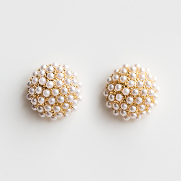 Pearl Pave Stud Earrings