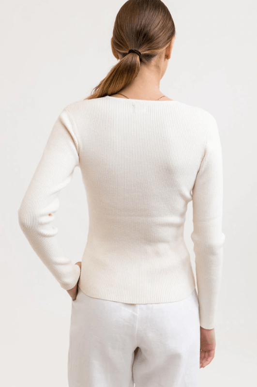 RHYTHM Long Line Knit Top Women's Ivory