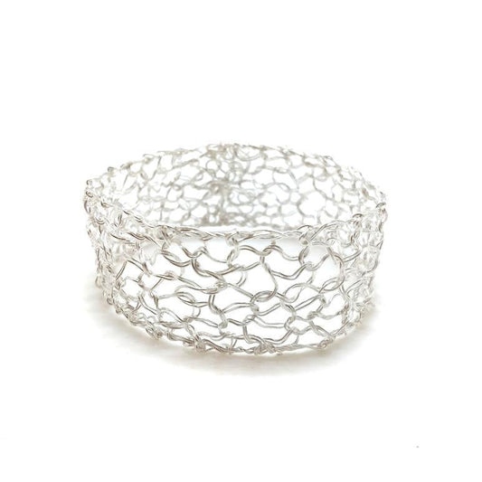 Thin Silver Woven Cuff