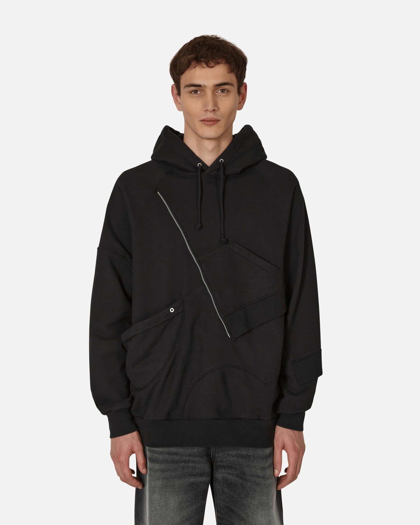 Panelled Hooded Sweatshirt Black