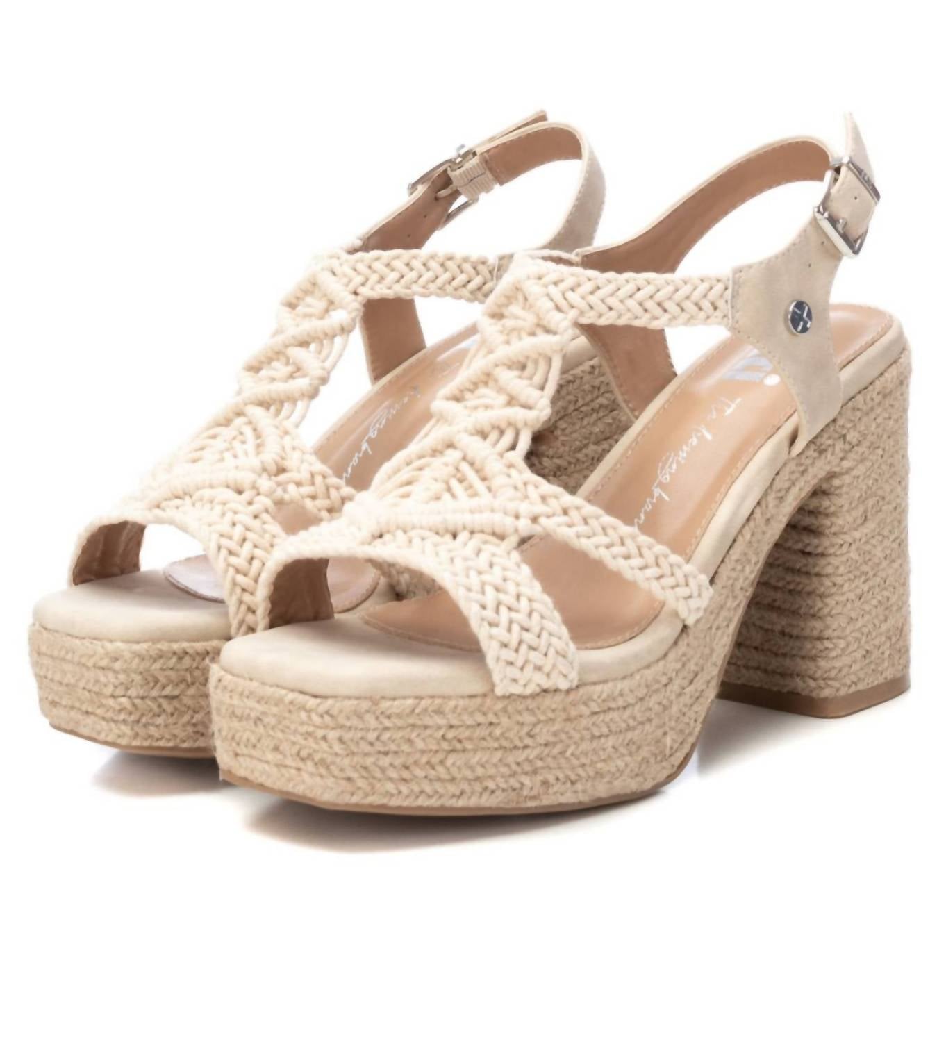 Women's Heeled Jute Platform Sandals In Ice