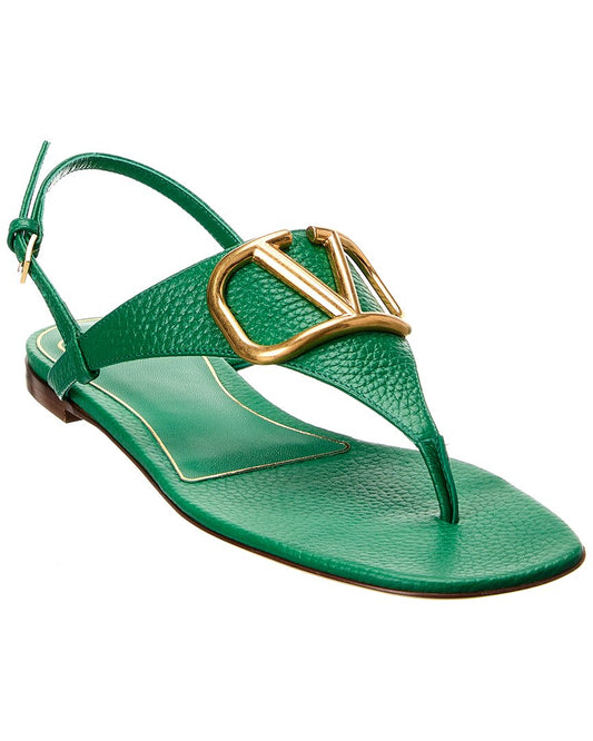 Valentino VLogo Grainy Leather Sandal