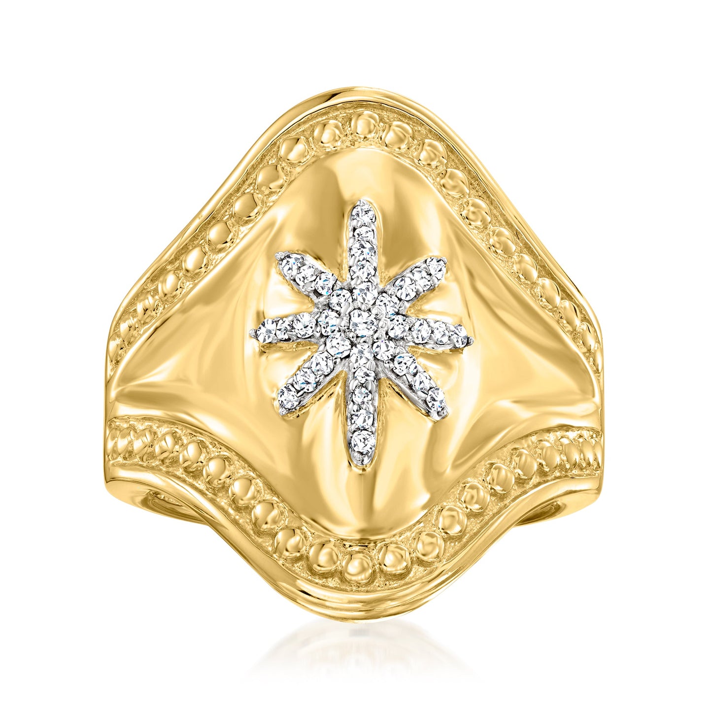 Ross-Simons Diamond Starburst Ring in 18kt Gold Over Sterling