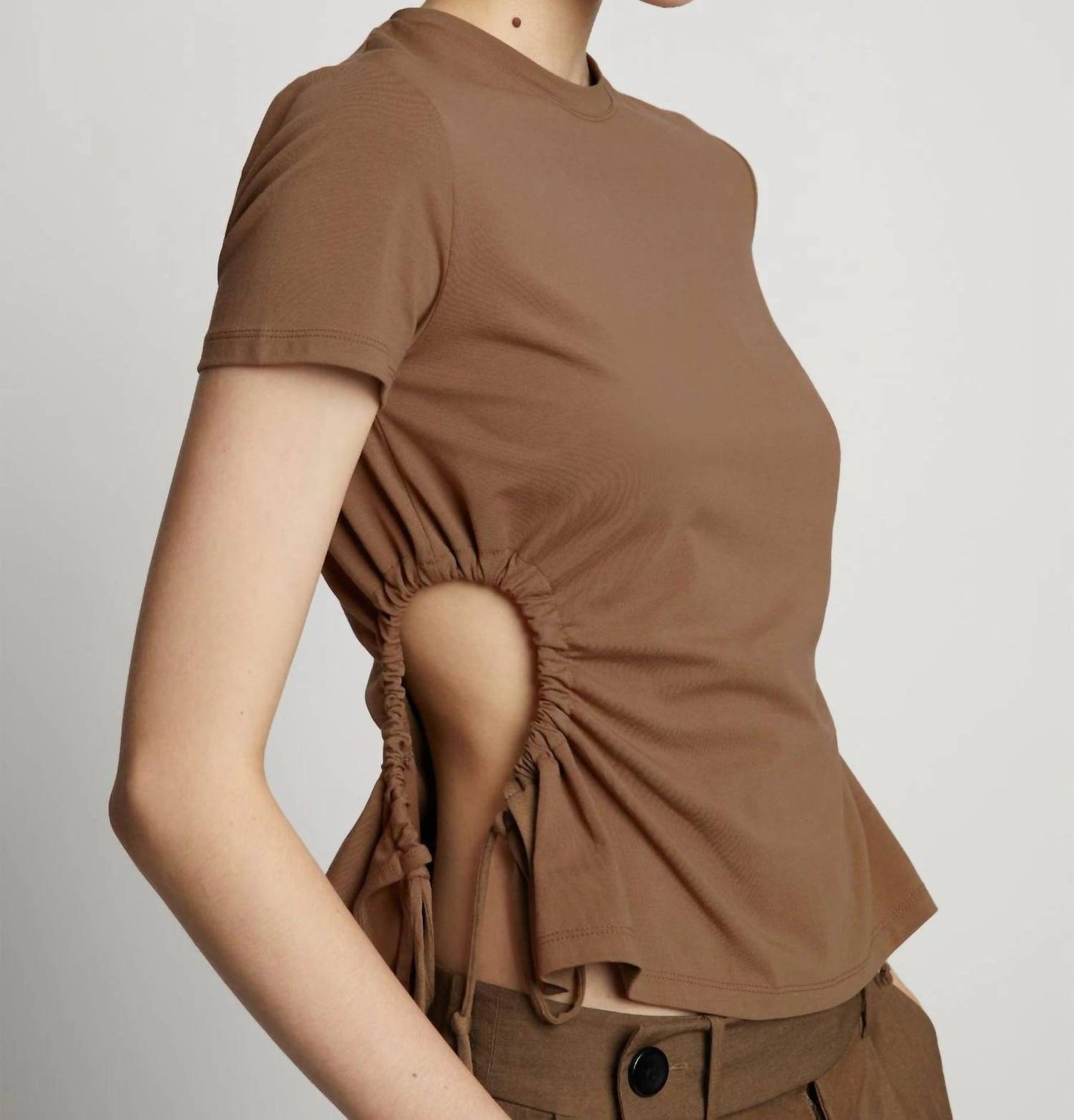 Side Slit T-Shirt In Coffee