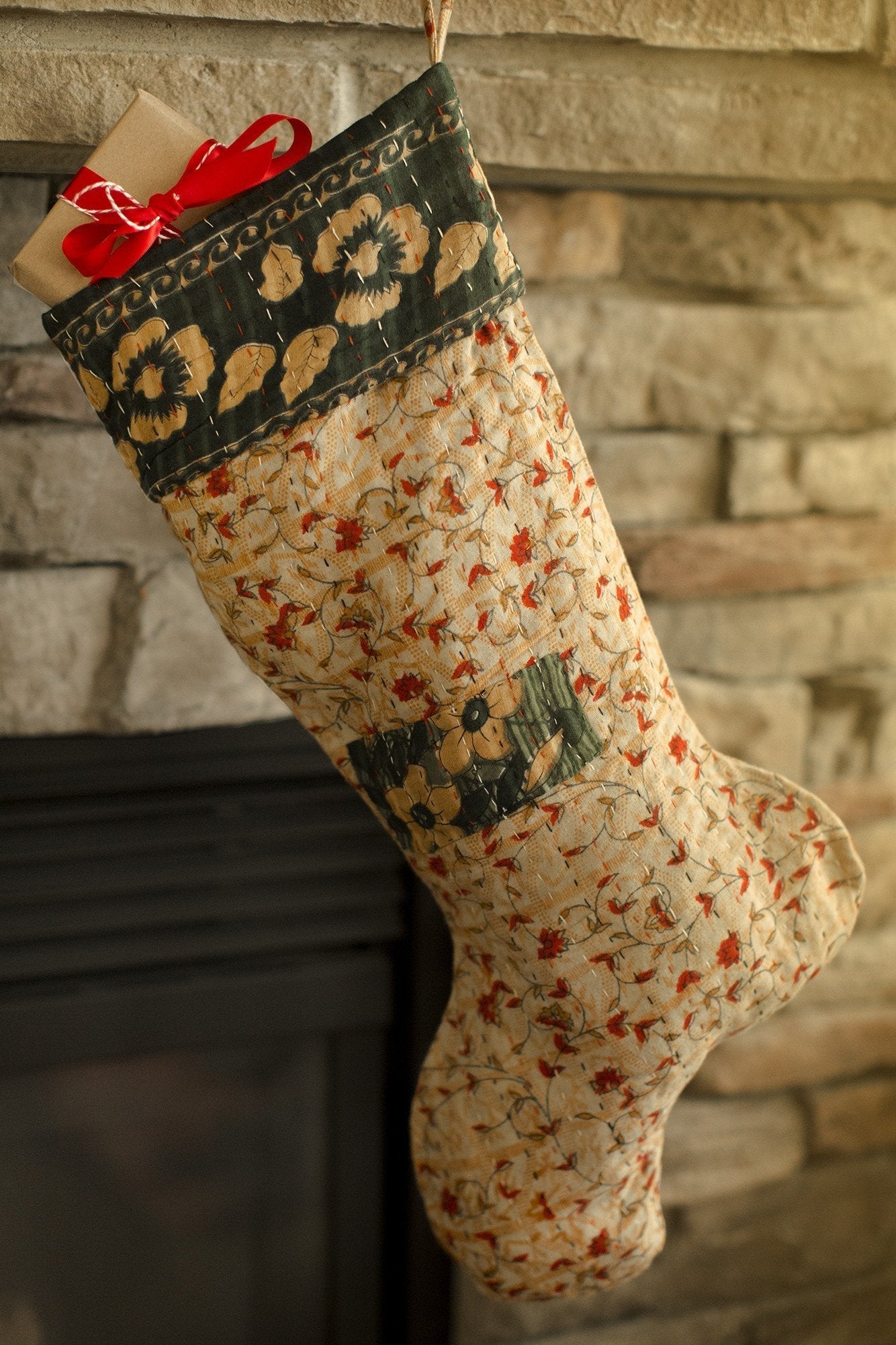 Kantha Holiday Stocking G6