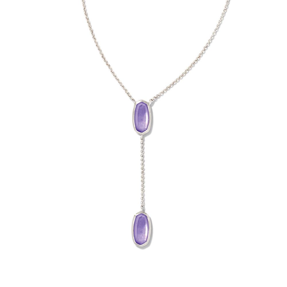 Kendra Scott Framed Elisa Rhodium Y Necklace in Lavender Opalite Illusion