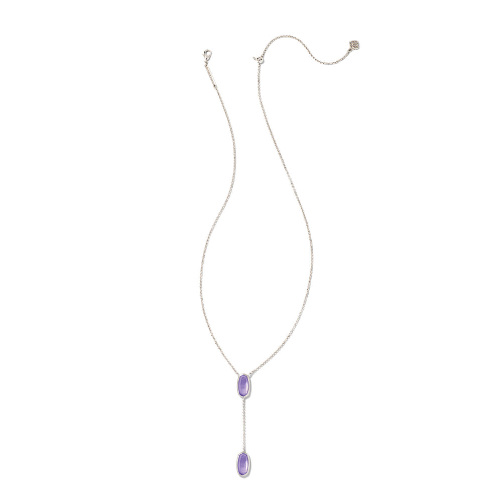 Kendra Scott Framed Elisa Rhodium Y Necklace in Lavender Opalite Illusion