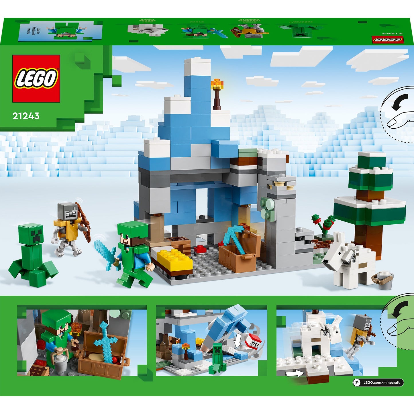 LEGO Minecraft The Frozen Peaks, 21243, Ages 8+, 304 Pieces