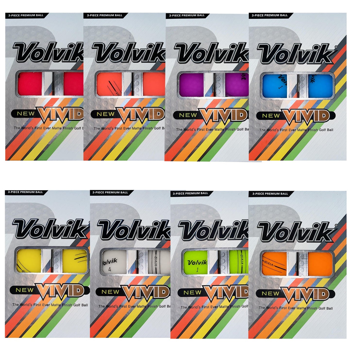 Volvik Vivid 3 Lines Alignment Golf Balls