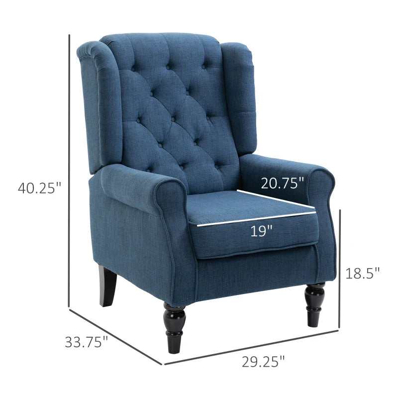 Button Tufted Accent Chair - Blue