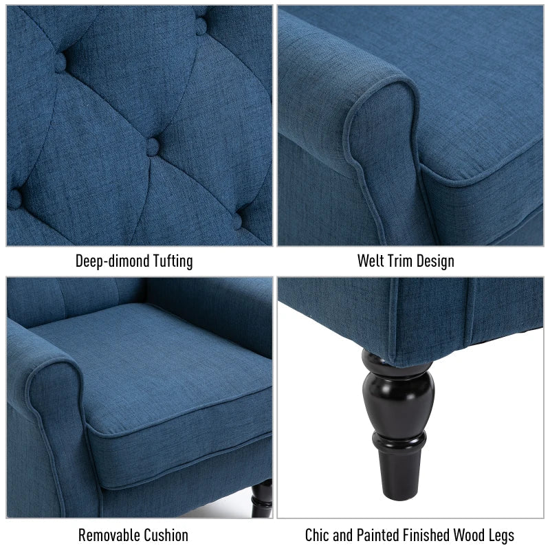 Button Tufted Accent Chair - Blue